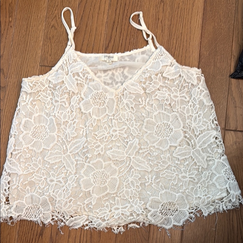 Lace Floral White Top